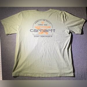 Carhartt Shirt Xxl Craftsmanship Mens Adult Green Crew Short Sleeve Workwear